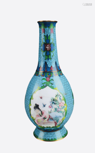 Antique Cloisonne With Enamel Vase