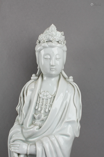 An Old Chinese Blanc De Chine Standing Guanyin Statue