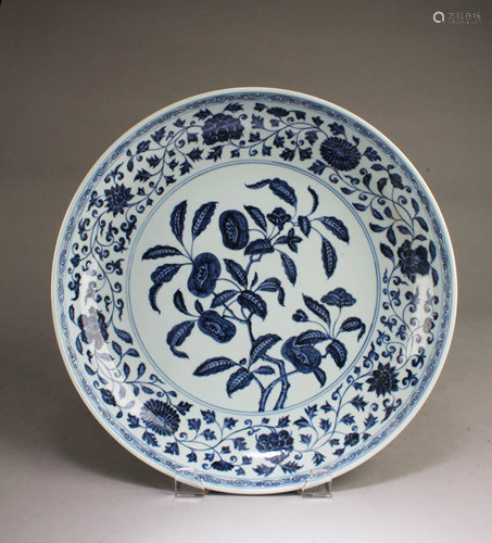 Chinese Blue & White Porcelain Charger