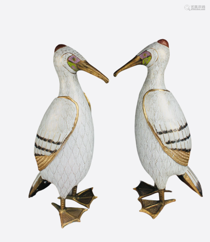 A Pair of Cloisonne Statues