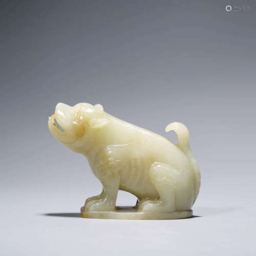A White Jade Carved Beast Handle Seal
