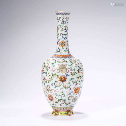 A Famille Rose Twining Flowers Pattern Porcelain Vase