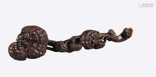 A Carved Wooden Ruyi Scepter