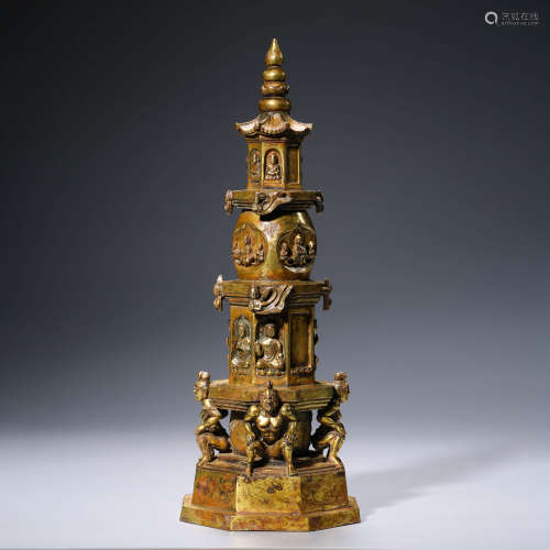 A Gild Bronze Pagoda