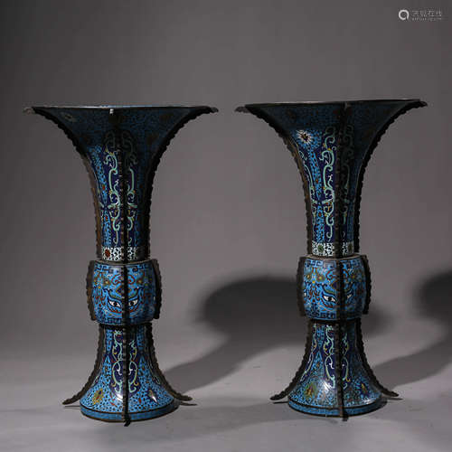 A Pair of Bronze Cloisonne Enamel