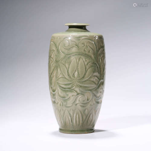 A Longquan Kiln Lotus Carved Porcelain Vase