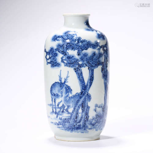 A Blue and White Painted Porcelain Vase