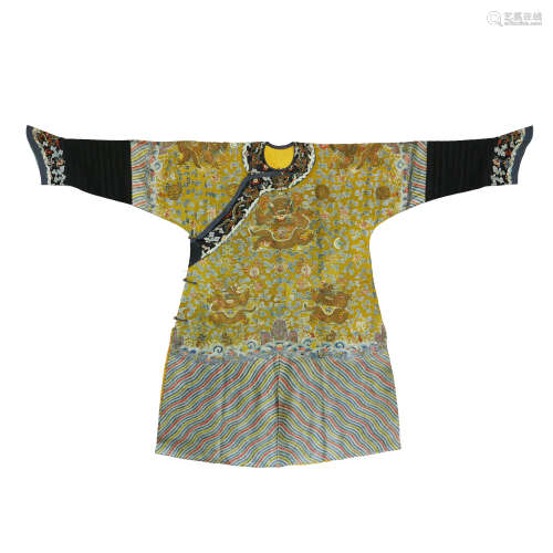 A Yellow Ground Dragon Embroidered Imperatorial Robe