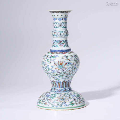A Doucai Twining Flowers Pattern Porcelain Beaker Vase