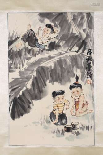 A Chinese Children Ink Painting