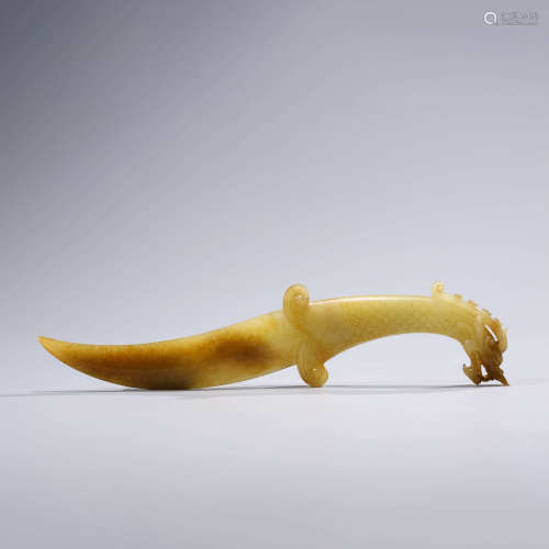 A Yellow Jade Carved Dagger Ornament