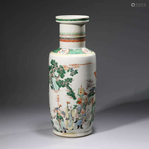 A Famille Verte Figures Porcelain Vase