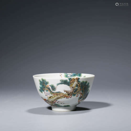 A Famille Rose Pine&Crane Pattern Porcelain Bowl