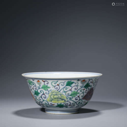 A Doucai Twining Flowers Pattern Porcelain Bowl