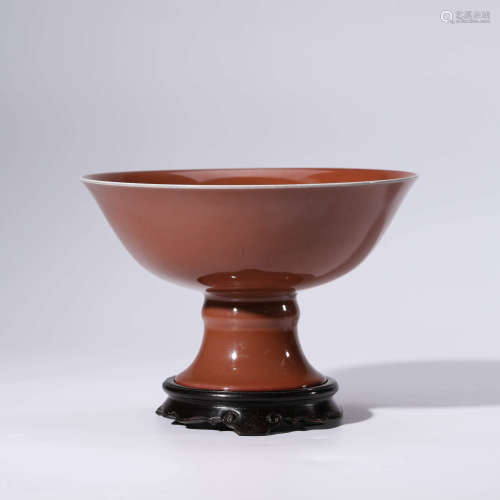 A Red Glaze Porcelain Standing Bowl