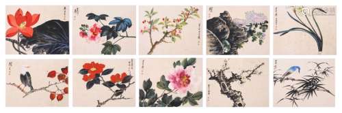 A Chinese Flowers Painting Scroll, Xie Zhiliu Mark