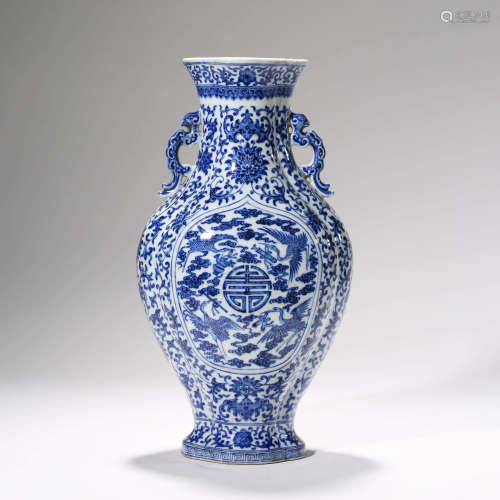 A Blue and White Twining Lotus Pattern Porcelain Vase
