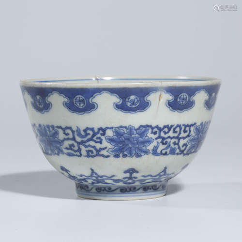 A Blue and White Floral Porcelain Bowl