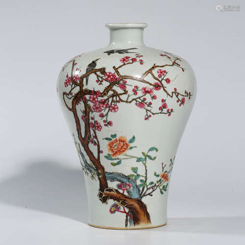 A Famille Rose Plum Blossom Porcelain Meiping