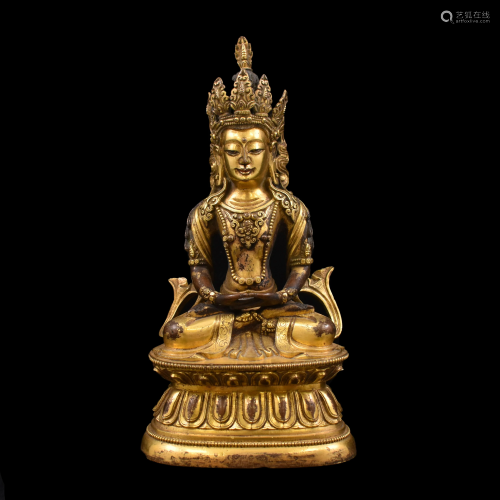 QING GILT BRONZE AMITAYUS BUDDHA