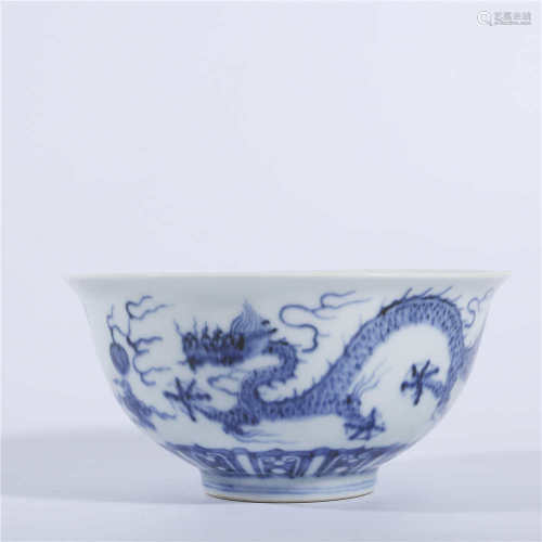 Hongzhi blue and white dragon bowl in Ming Dynasty