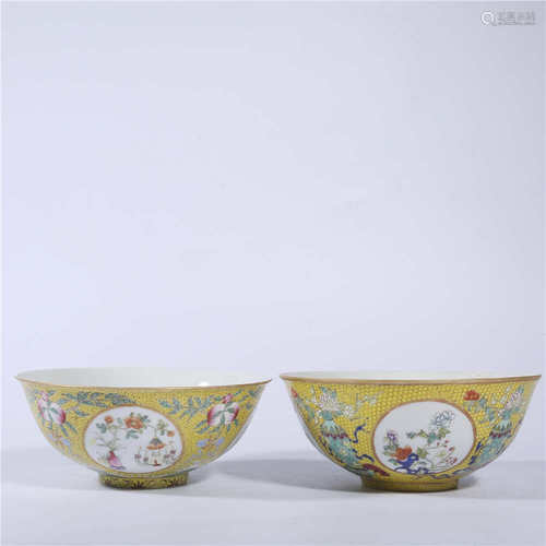 A pair of pastel bowls in Qianlong of Qing Dynasty