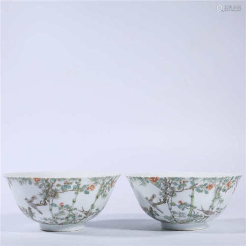 A pair of pastel bowls in Yongzheng of Qing Dynasty
