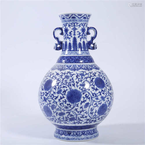 Qing Qianlong blue and white vase with lotus pattern
