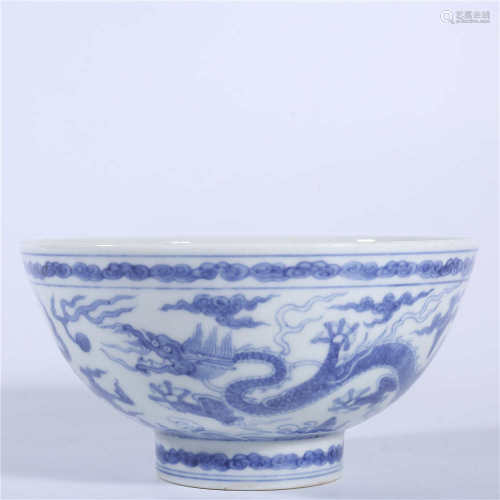Zhengde blue and white dragon bowl of Ming Dynasty
