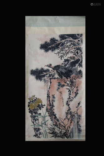 PAN TIANSHOU: INK AND COLOR ON SILK PAINTING 'EAGLE'