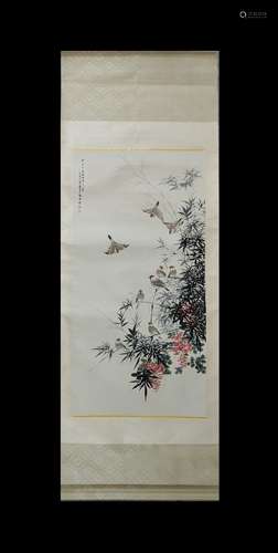 BIRD FLOWER SCROLL