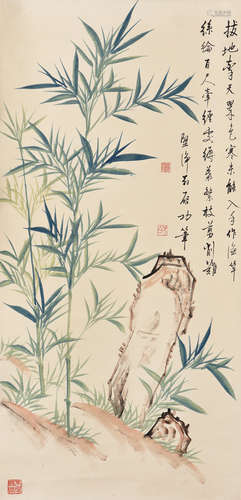 QI GONG: INK AND COLOR ON PAPER PAINTING 'BAMBOO GROVE'