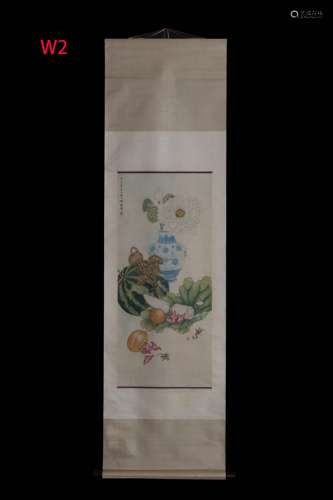 PURU: INK AND COLOR ON PAPER PAINTING 'FLOWERS AND FRUITS'