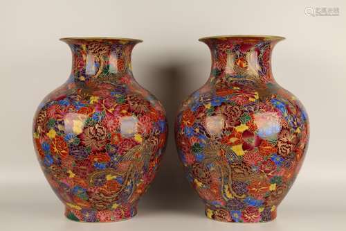 QING DYNASTY QIANLONG PERIOD--GILT ENAMEL FULL FLOWERS VASE