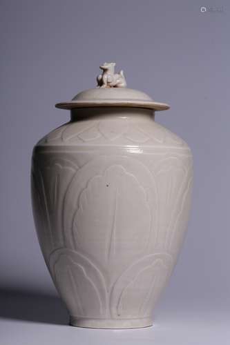 DING WARE 'LOTUS FLOWER' JAR WITH LID