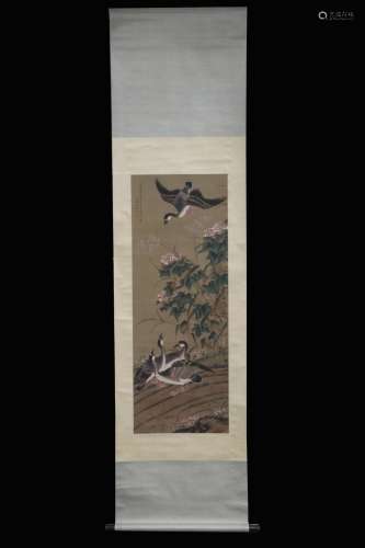 SHEN QUAN: INK AND COLOR ON SILK PAINTING 'FLOWERS AND BIRDS'