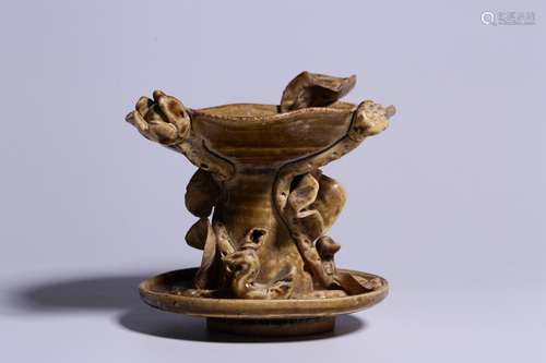 PENGXIAN WARE 'POND SCENERY' OIL LAMP HOLDER