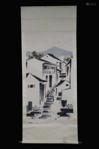 WU GUANZHONG: INK AND COLOR ON PAPER PAINTING 'LANDSCAPE SCENERY'