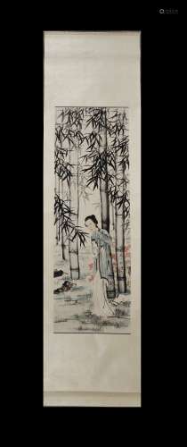 FIGURE IN BAMBOO FOREST SCROLL