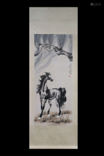 XU BEIHONG: INK AND COLOR ON PAPER PAINTING 'HORSE'