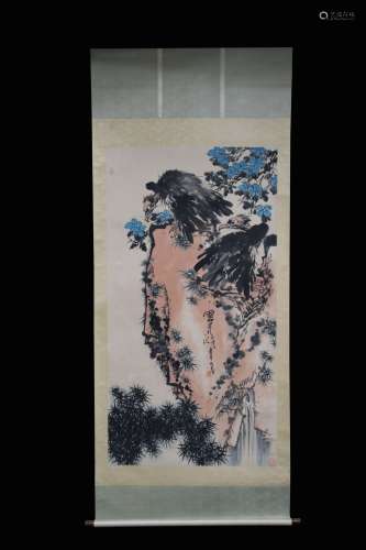 PAN TIANSHOU: INK AND COLOR ON SILK PAINTING 'EAGLE'