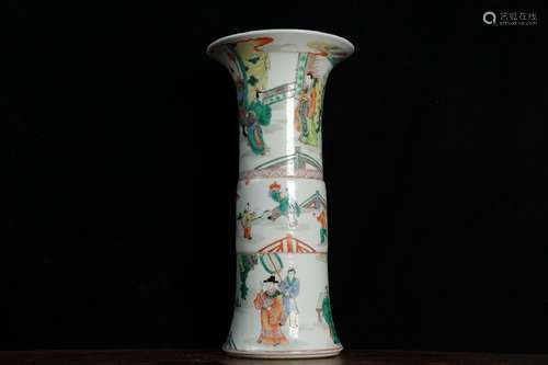 QING DYNASTY-FAMILLE VERTE FIGURE STORY MOTIF VASE