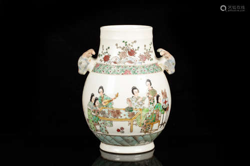 FAMILLE ROSE 'LADIES' JAR WITH HANDLES