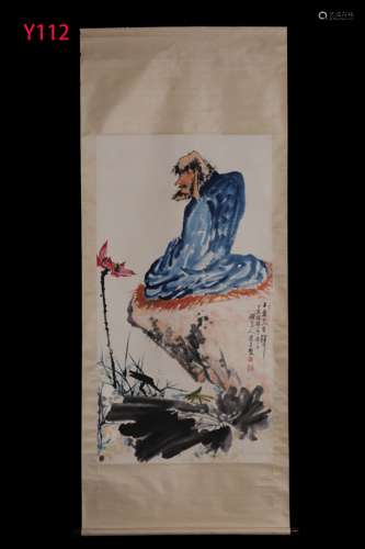 PAN TIANSHOU: INK AND COLOR ON SILK PAINTING 'ARHAT'