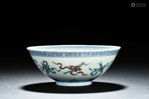 RARE DOUCAI 'DAOIST EMBLEMS' BOWL