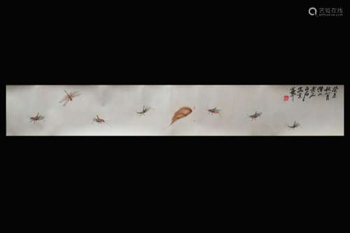 QI BAISHI: INK AND COLOR ON PAPER HORIZONTAL SCROLL 'INSECTS'