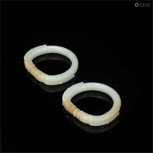A Pair of Chinese Carved Jade Bracelets