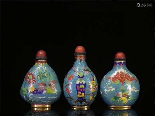 A Set of Chinese Cloisonne Snuff Bottles