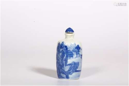 A Chinese Blue and White Porcelain Snuff Bottle