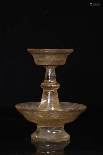 CRYSTAL CARVED TIERED STEM BOWLS